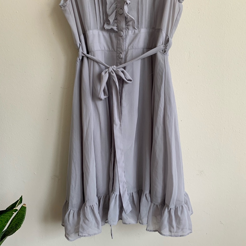 Moon Collection Gray Ruffle Sleeveless Dress - Picture 3 of 13